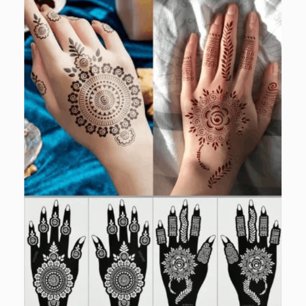 Salon Style Mehndi in Seconds ( Pack of 4 pairs, All Different Design)