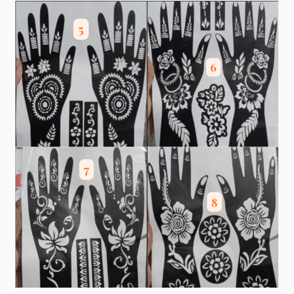 Salon Style Mehndi in Seconds ( Pack of 4 pairs, All Different Design)